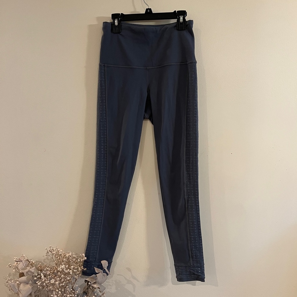 prAna High-Waist Leggings Small | Blue with Eyelet Side Detail